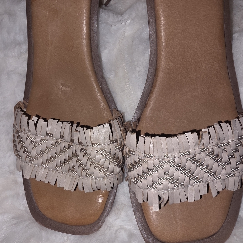 Sarto by Franco Sarto Razia Fringe Heeled Sandals - cream